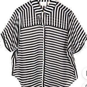 Chico's Women's Black and White Striped Blouse